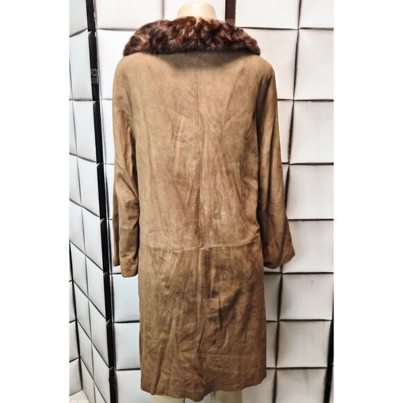 Vintage suede coat with fur collar - Picture 3 of 5
